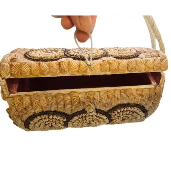 Vintage Handmade Wood & Seashell Purse OOAK Beach Retro Boho Handbag - Picture 14 of 14
